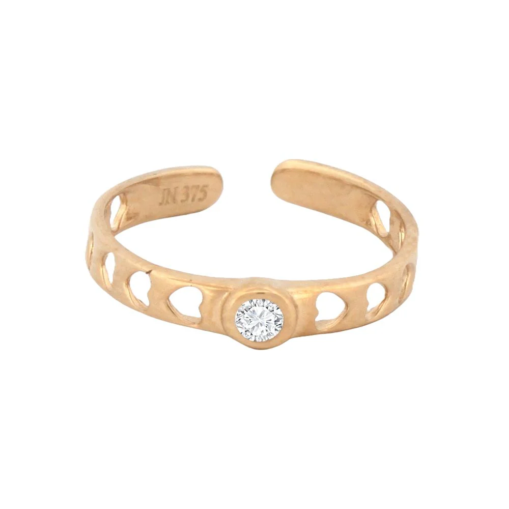 9ct Yellow Cubic Zirconia set & hearts toe ring