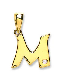9ct Yellow Gold 0.01ct Diamond M Initial - 9ct Gold - Image 2