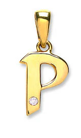 9ct Yellow Gold 0.01ct Diamond P Initial - 9ct Gold - Image 2