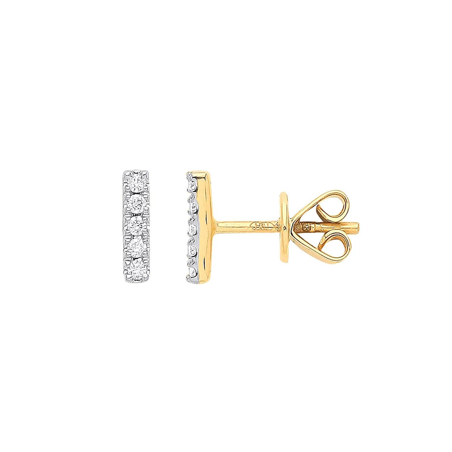 9ct Yellow Gold 0.07ct Diamond Earrings - 9ct Gold - Image 2