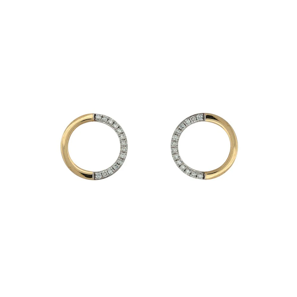9ct Yellow Gold 0.08ct Diamond Circle Earrings