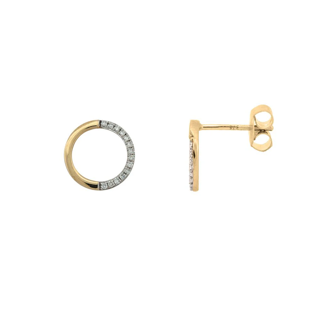 9ct Yellow Gold 0.08ct Diamond Circle Earrings - Image 2