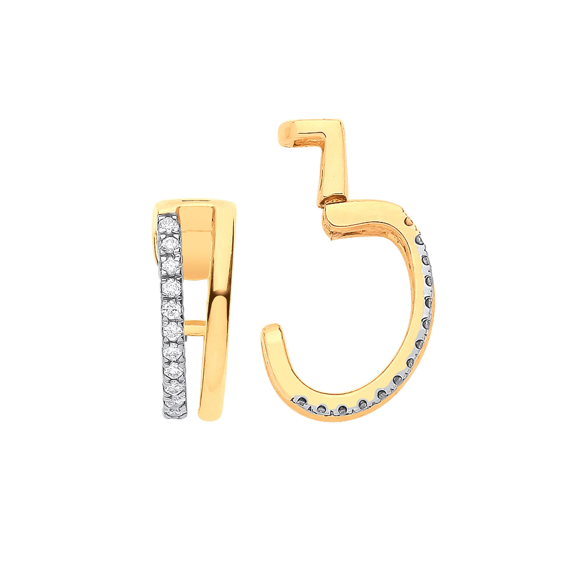 9ct Yellow gold 0.08ct single cuff earring - 9ct Gold