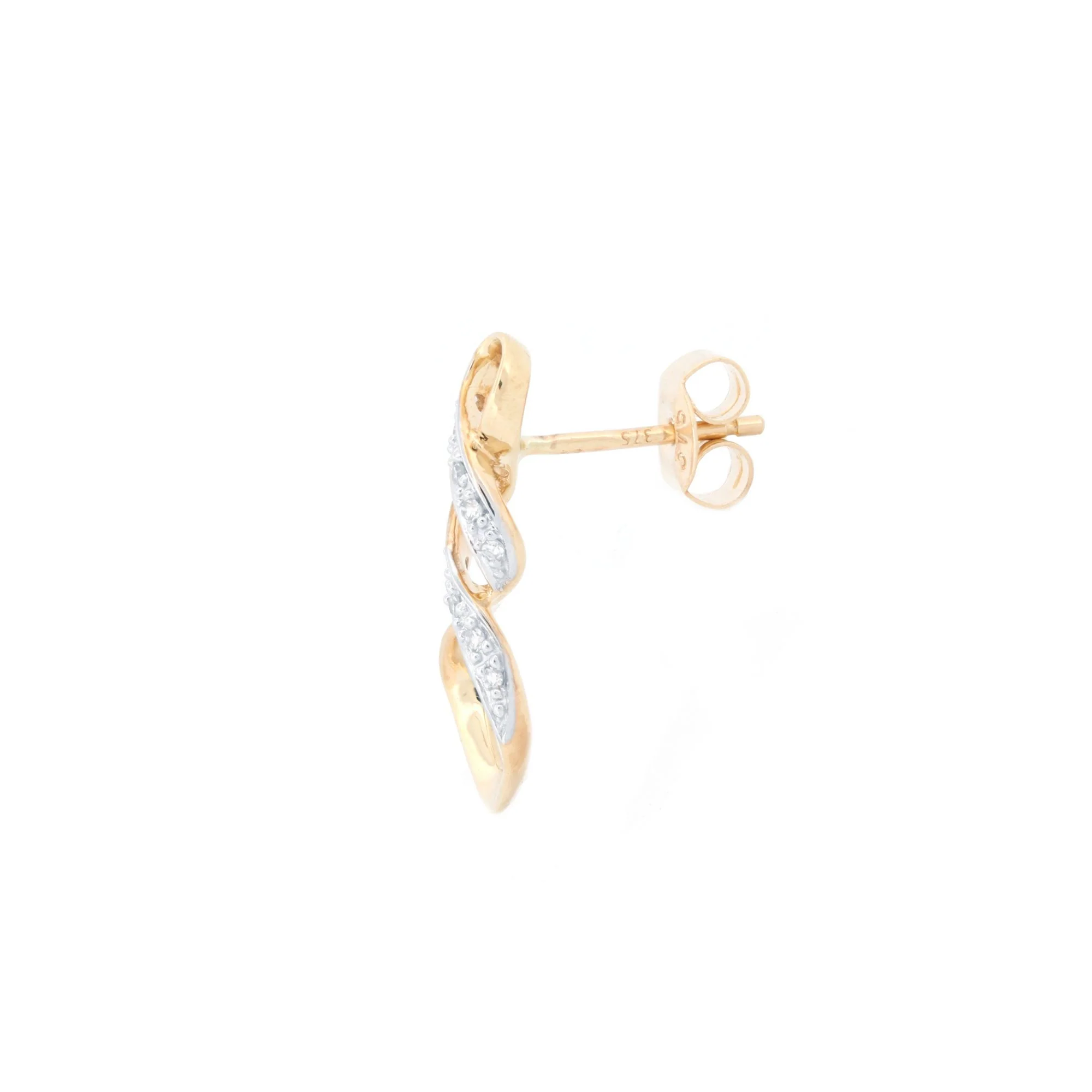 9ct Yellow Gold 0.10ct Diamond Drop Earrings - Image 2