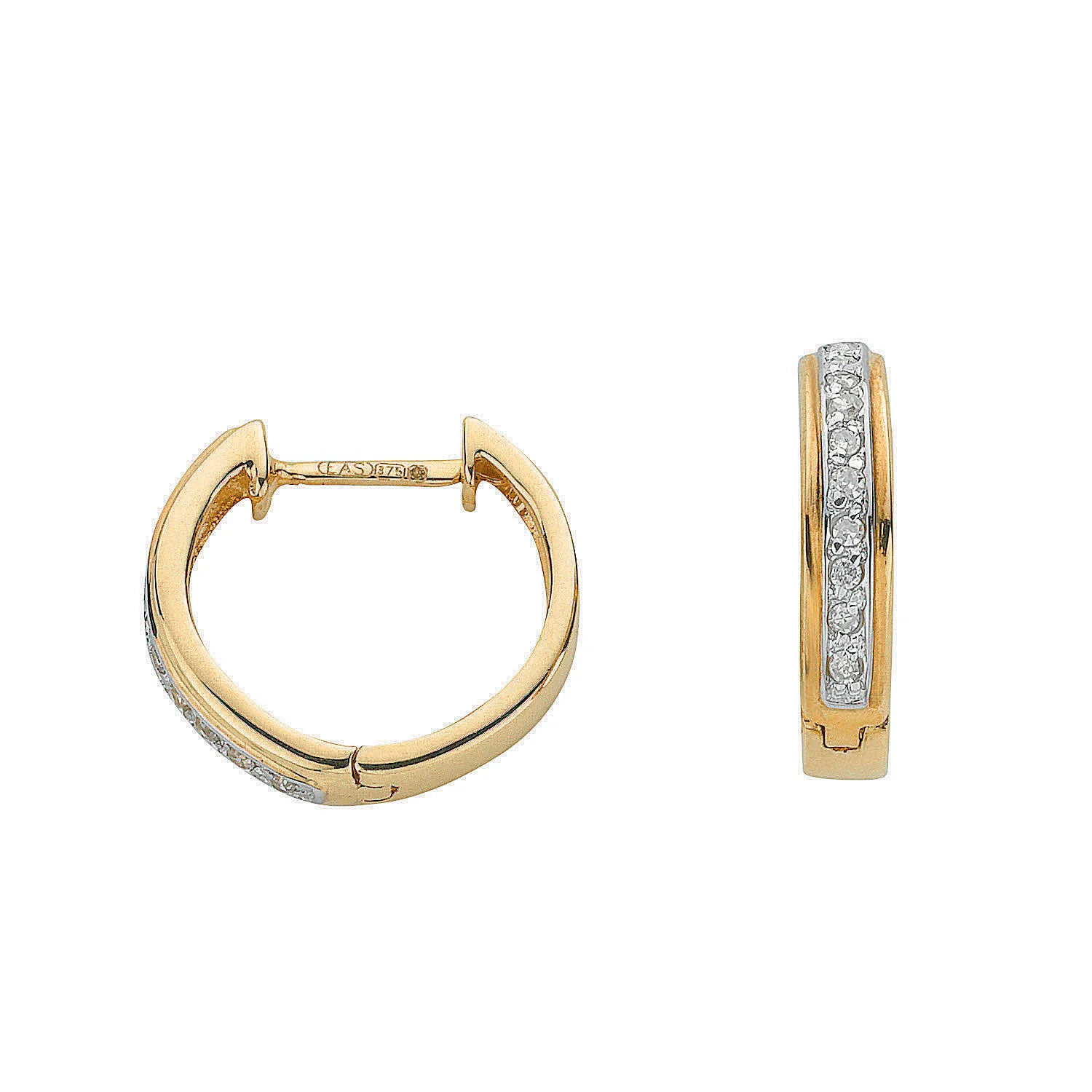 9ct Yellow Gold 0.10ct Diamond Earrings - 9ct Gold - Image 2