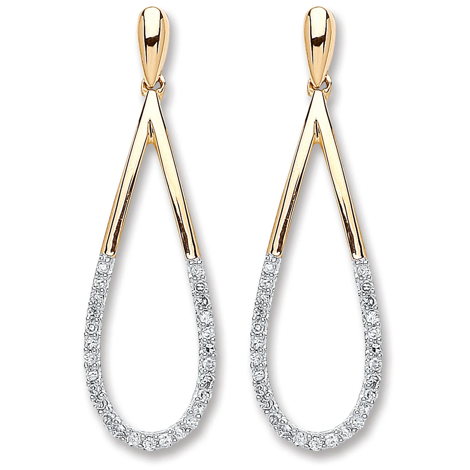 9ct Yellow Gold 0.15ct Dia Drop Earrings - 9ct Gold - Image 2