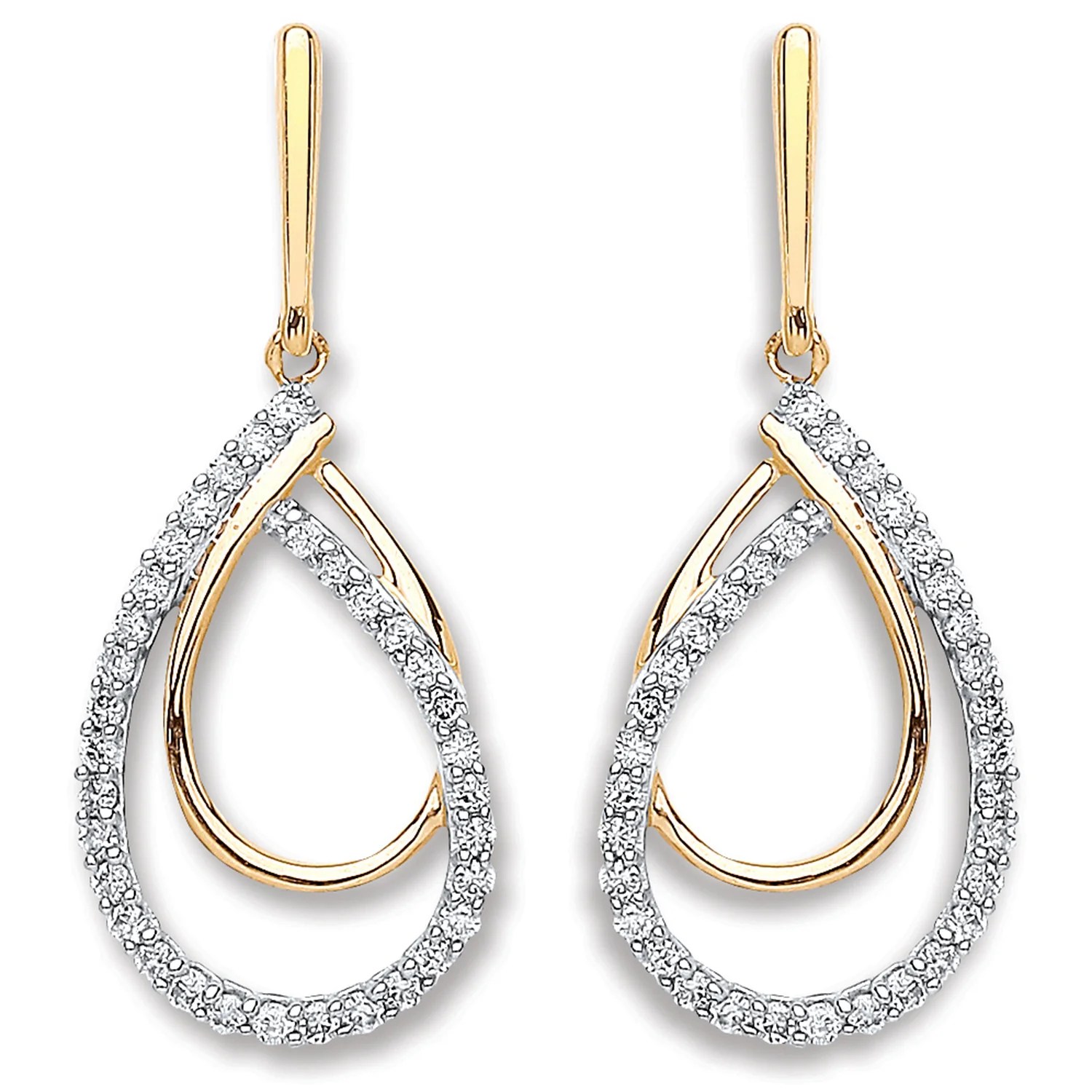 9ct Yellow Gold 0.20ct Dia Drop Earrings - 9ct Gold