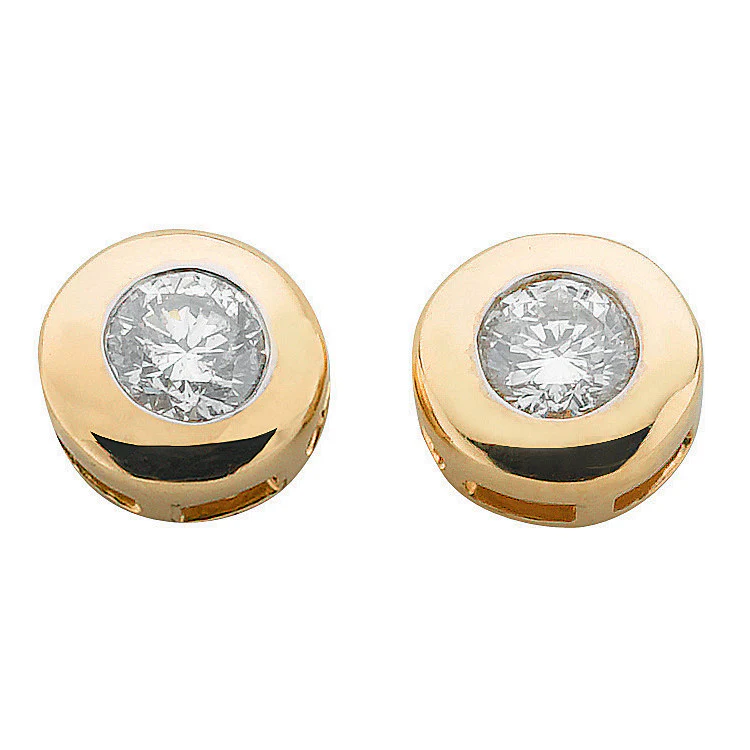 9ct Yellow Gold 0.20ct Rubover Set Diamond Stud Earrings - 9ct Gold