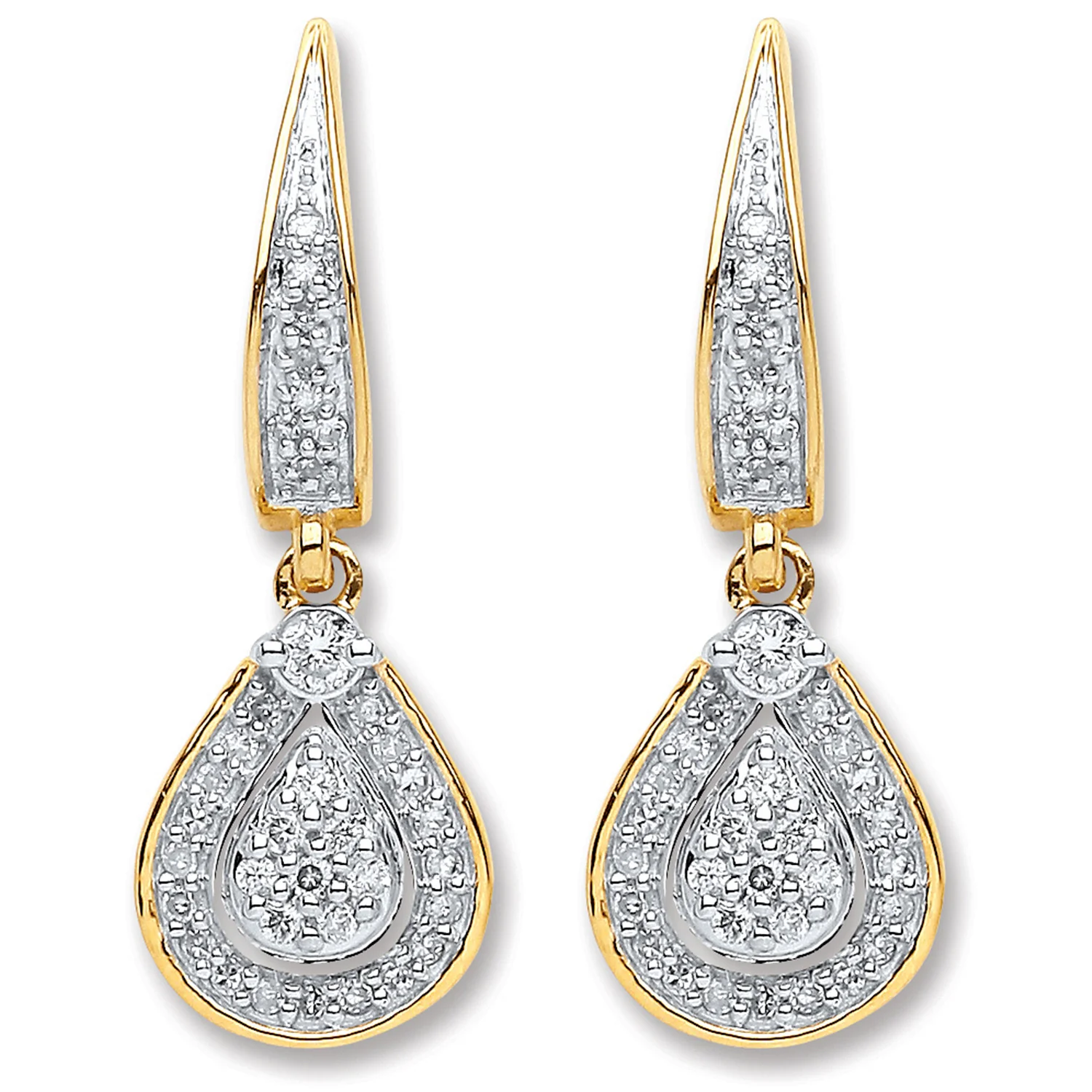 9ct Yellow Gold 0.25ct Dia Drop Earrings - 9ct Gold - Image 2