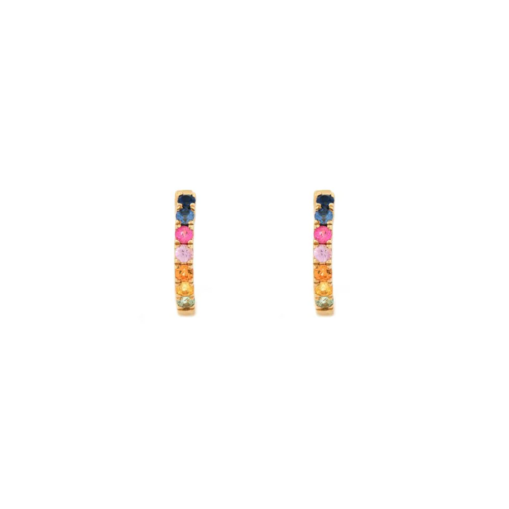 9ct Yellow Gold 0.34ct Rainbow Saph 12mm Hoop Earrings - Image 2