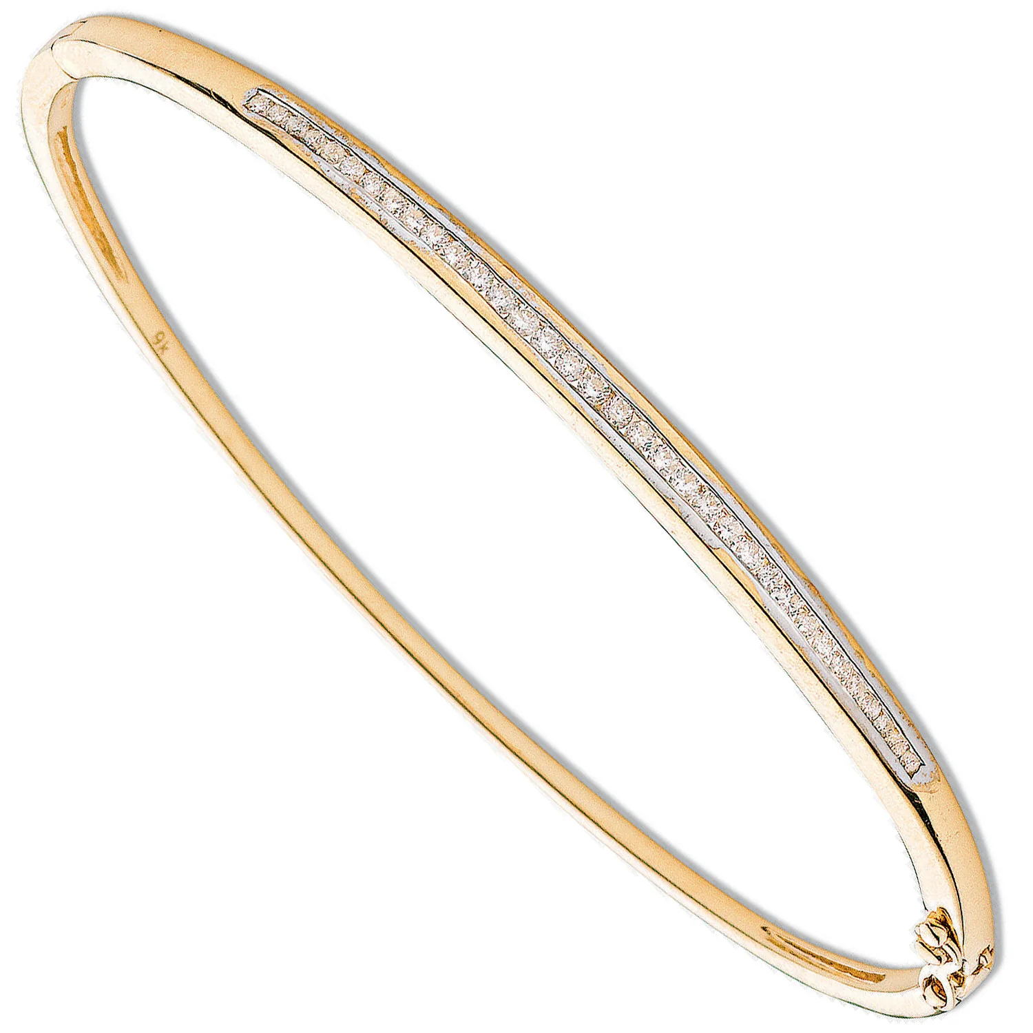 9ct Yellow Gold 0.50ct Channel Set Diamond Bangle - 9ct Gold