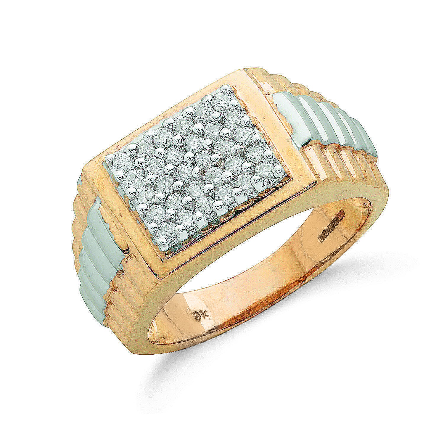 9ct Yellow Gold 0.50ct Fancy Link Gents Diamond Ring - 9ct Gold - Image 2