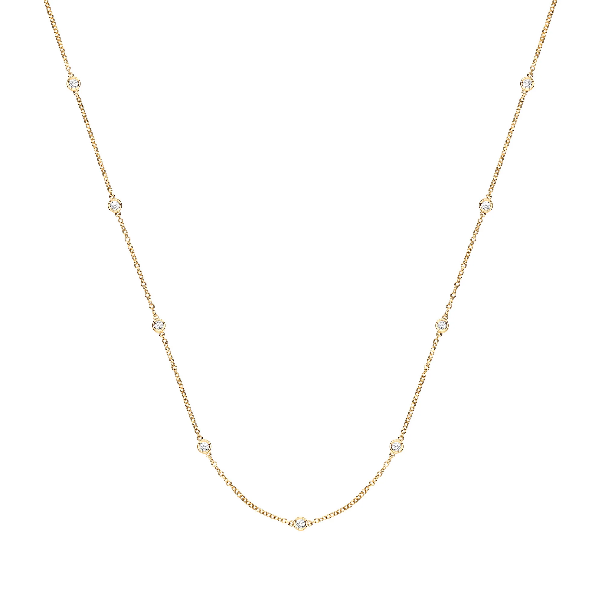 9ct Yellow Gold 0.50ct Rubover Diamond Chain (18in/45cm) - 9ct Gold