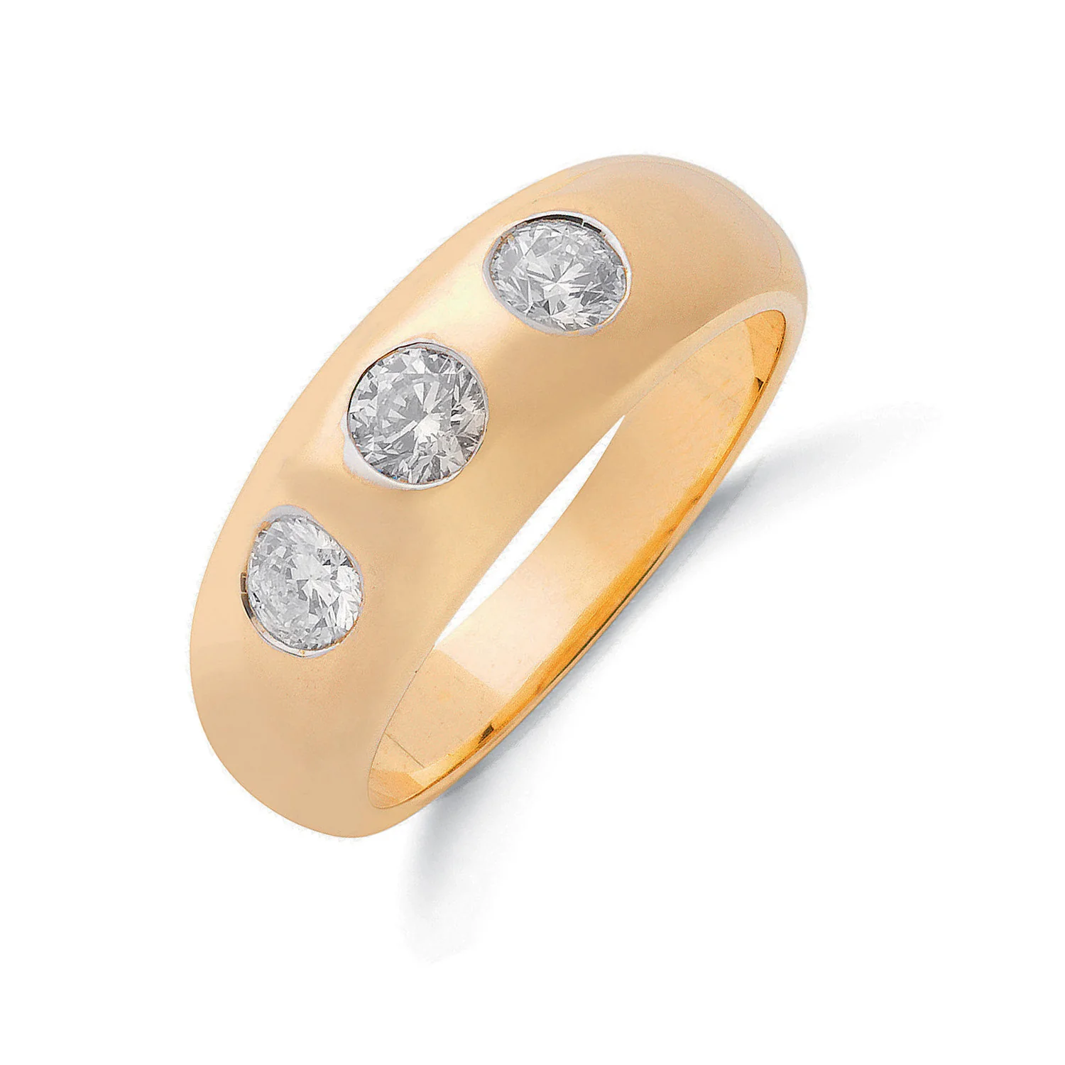 9ct Yellow Gold 1.00ct Gents 3 Stone Diamond Band - 9ct Gold - Image 2