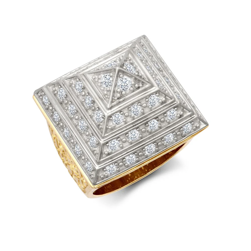9ct Yellow Gold 1.5 Ounce Cubic Zirconia Set Pyramid Ring