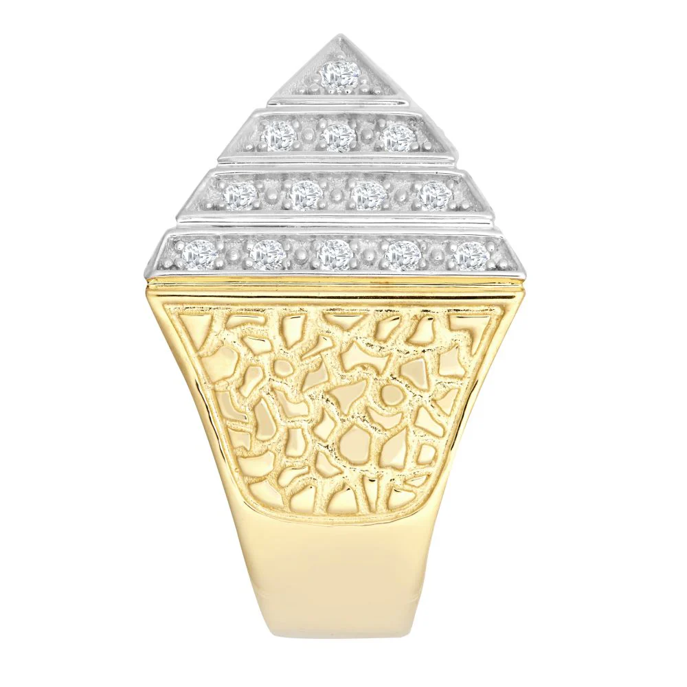 9ct Yellow Gold 1.5 Ounce Cubic Zirconia Set Pyramid Ring - Image 4
