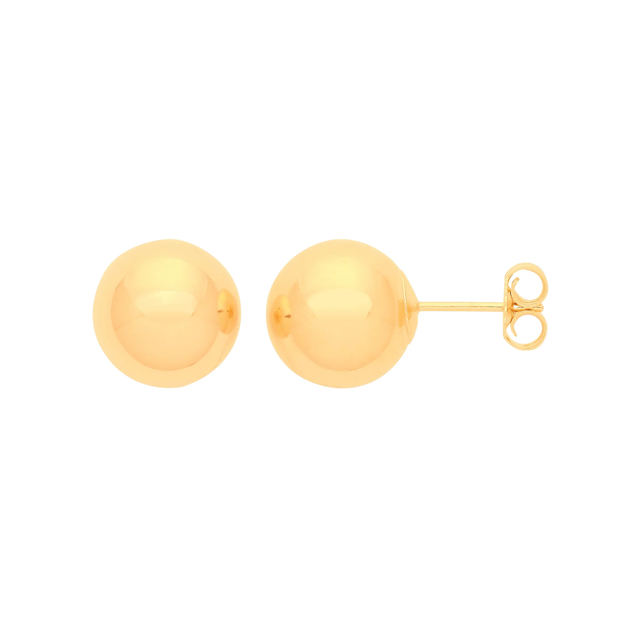 9ct Yellow Gold 10mm Ball Studs - 9ct Gold - Image 2