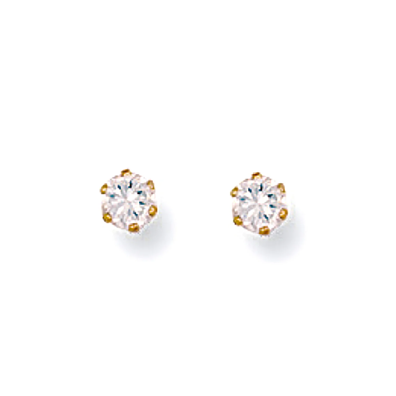 9ct Yellow Gold 3mm Claw Set Cubic Zirconia Studs - 9ct Gold - Image 2