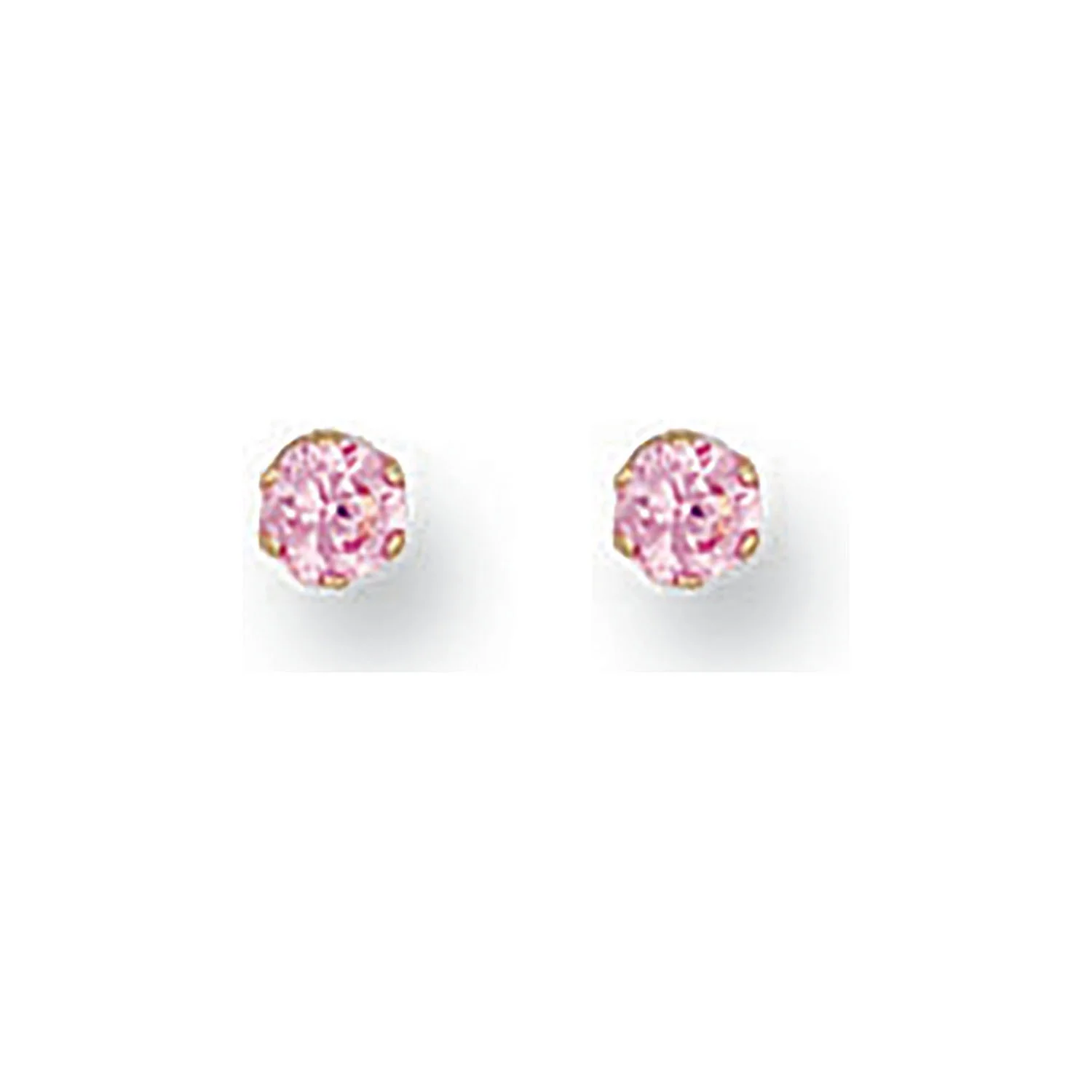 9ct Yellow Gold 3mm Claw Set Pink Cubic Zirconia Studs - 9ct Gold - Image 2