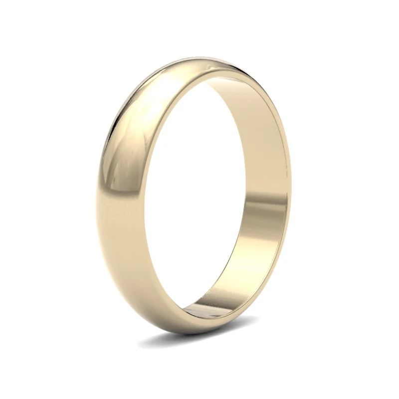 9ct Yellow Gold 4mm Lightweight D-Jhape Profile Mirror Finish Wedding Ring
