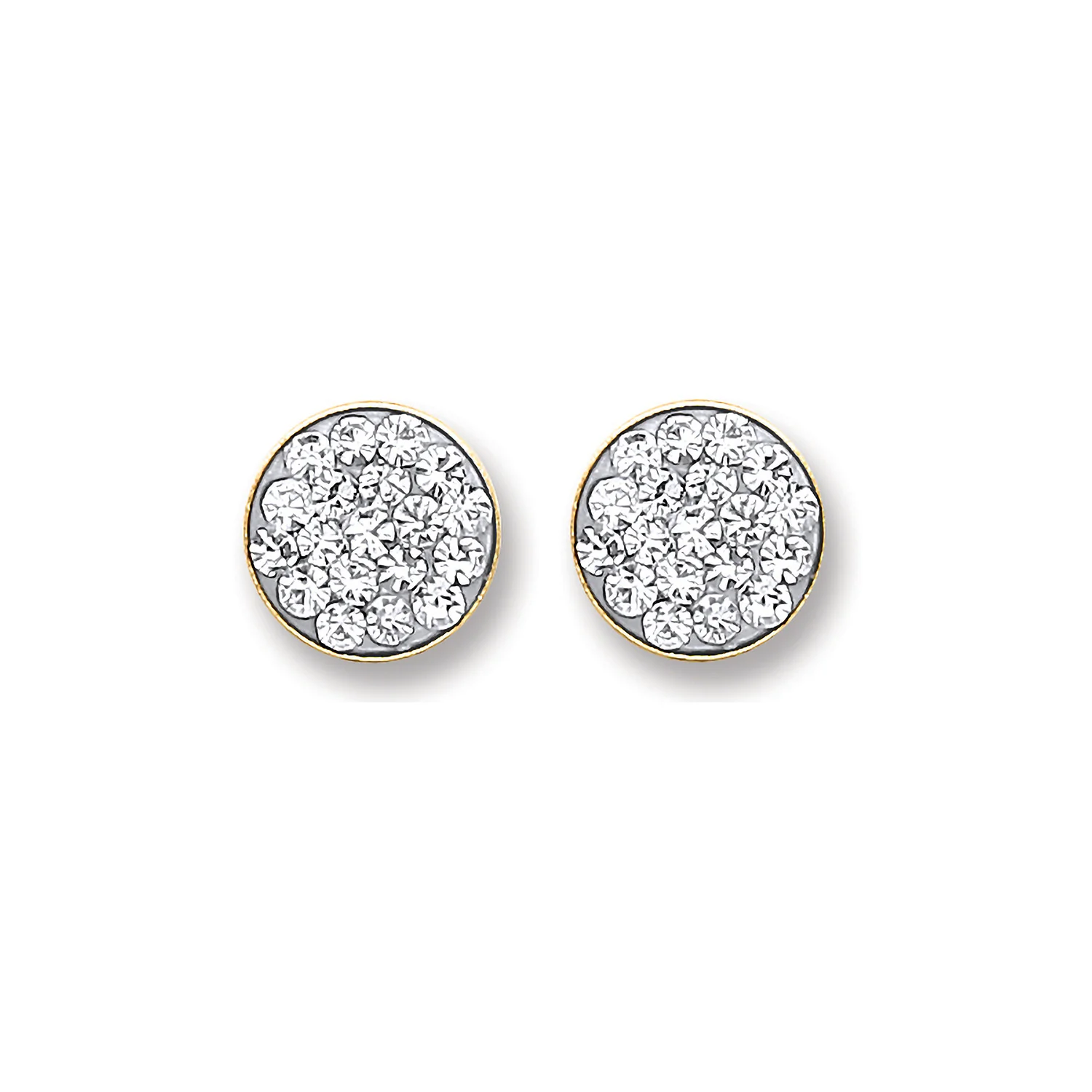9ct Yellow Gold 6mm Round Crystals Studs - 9ct Gold - Image 2