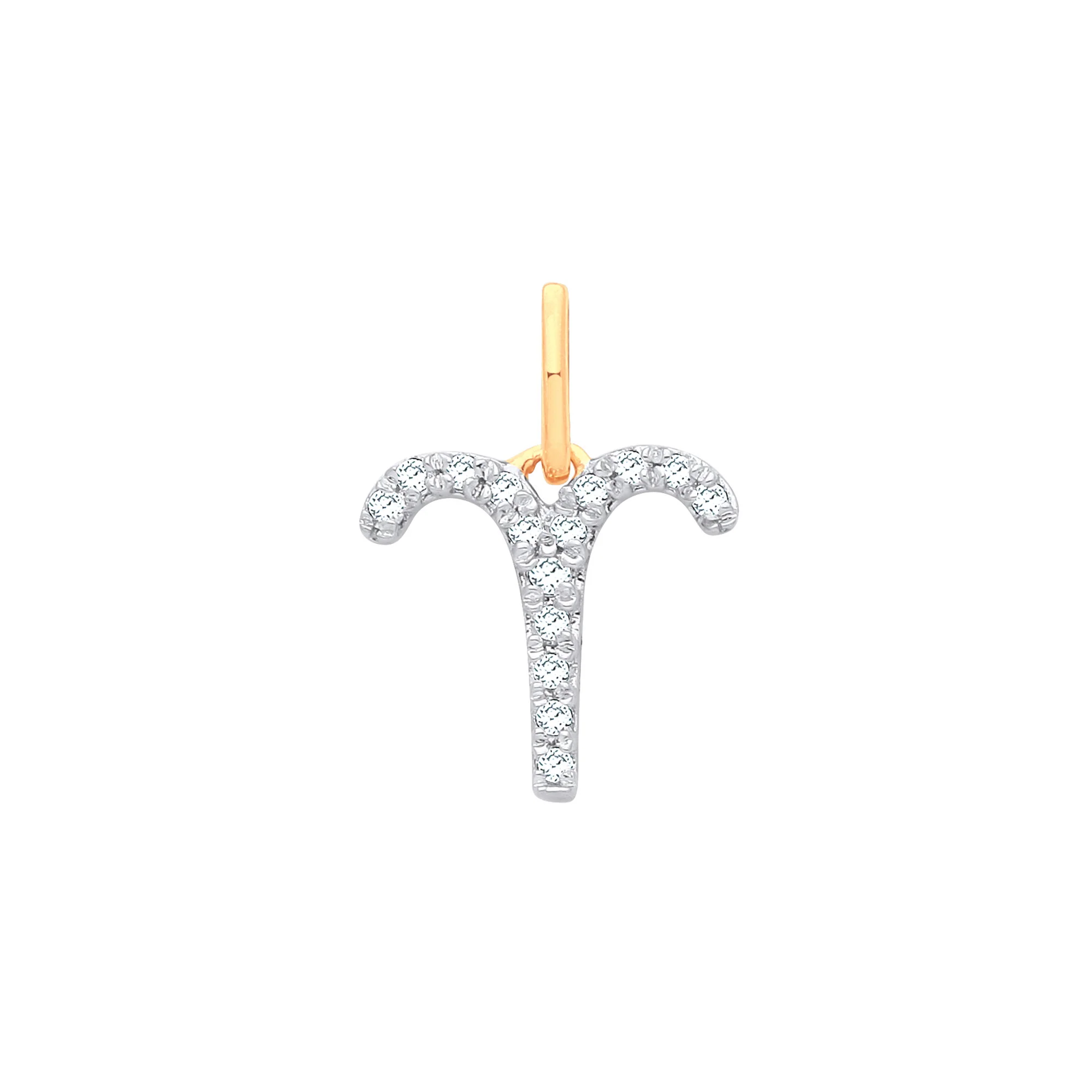9ct Yellow Gold Aries Zodiac 0.10ct pendant - 9ct Gold