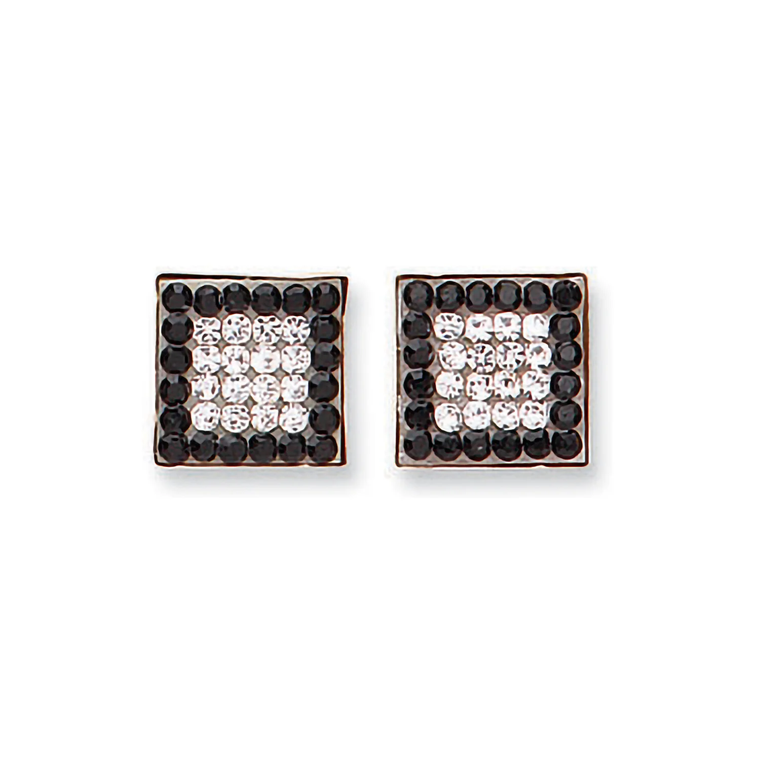 9ct Yellow Gold Black & White Cubic Zirconia Square Studs - 9ct Gold - Image 2