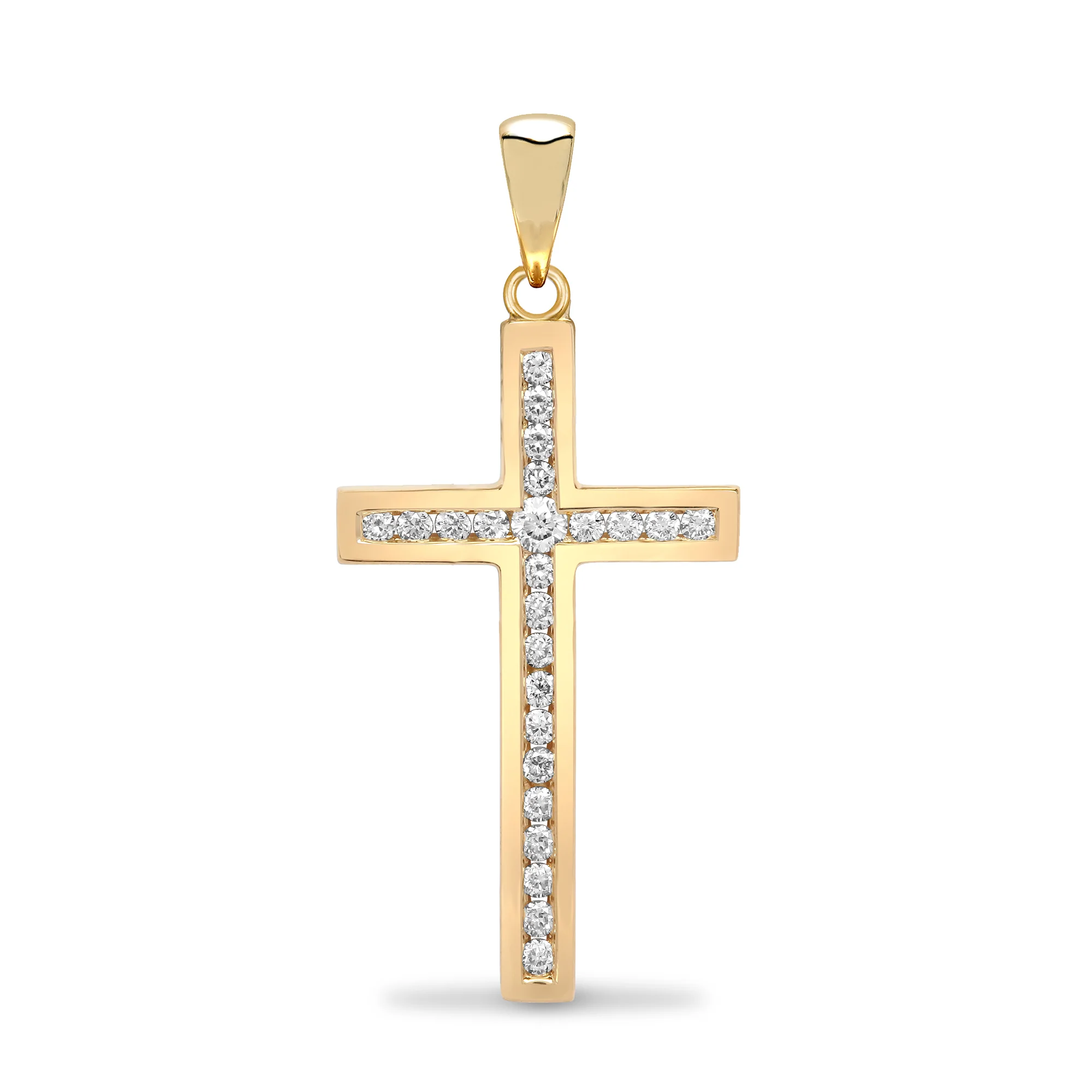 9ct Yellow Gold Channel Set Cubic Zirconia Cross