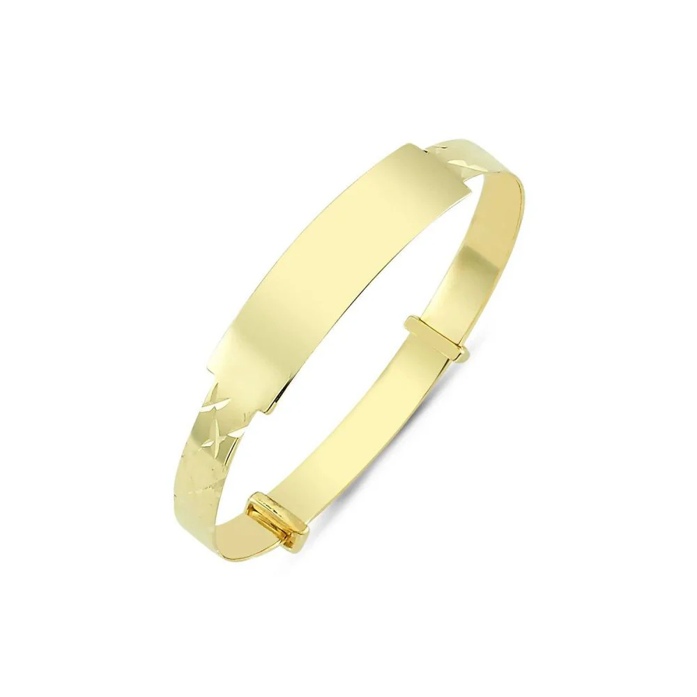 9ct Yellow Gold Childrens / baby Id Expanding Bangle