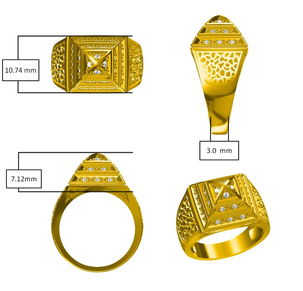 9ct Yellow Gold Child's Cubic Zirconia Set Pyramid Ring - Image 4