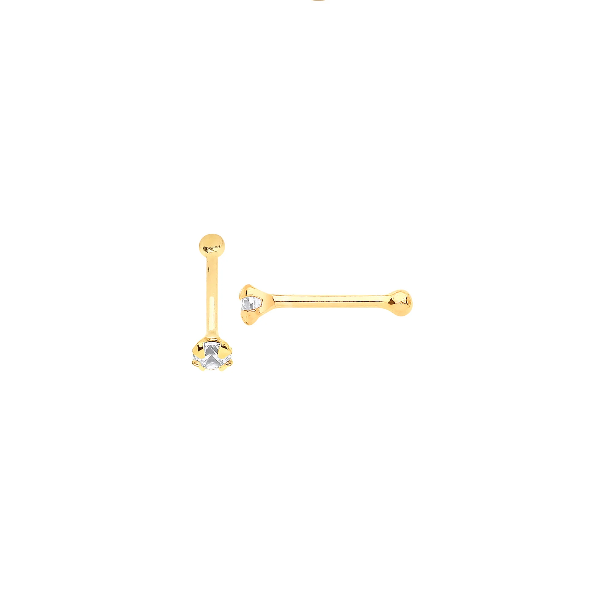 9ct Yellow Gold Claw set Cubic Zirconia Nose Pin Stud - 9ct Gold - Image 2