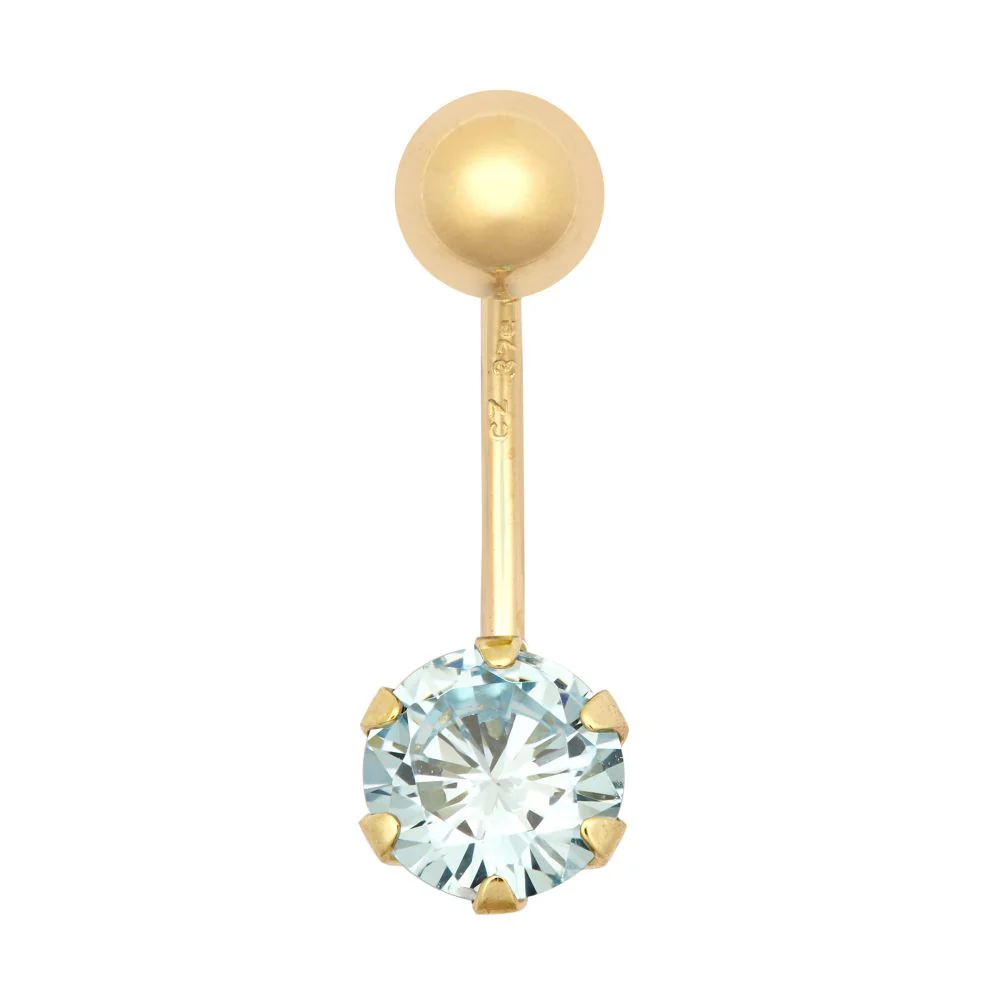 9ct Yellow Gold Cubic Zirconia Belly Bar