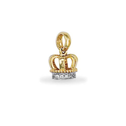 9ct Yellow Gold Cubic Zirconia Crown Pendant