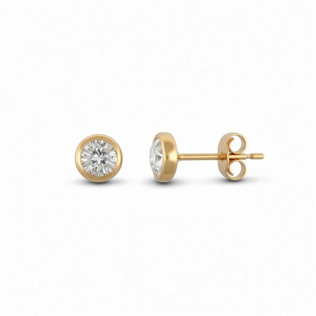 9ct Yellow Gold Cubic Zirconia Rub-Over Studs