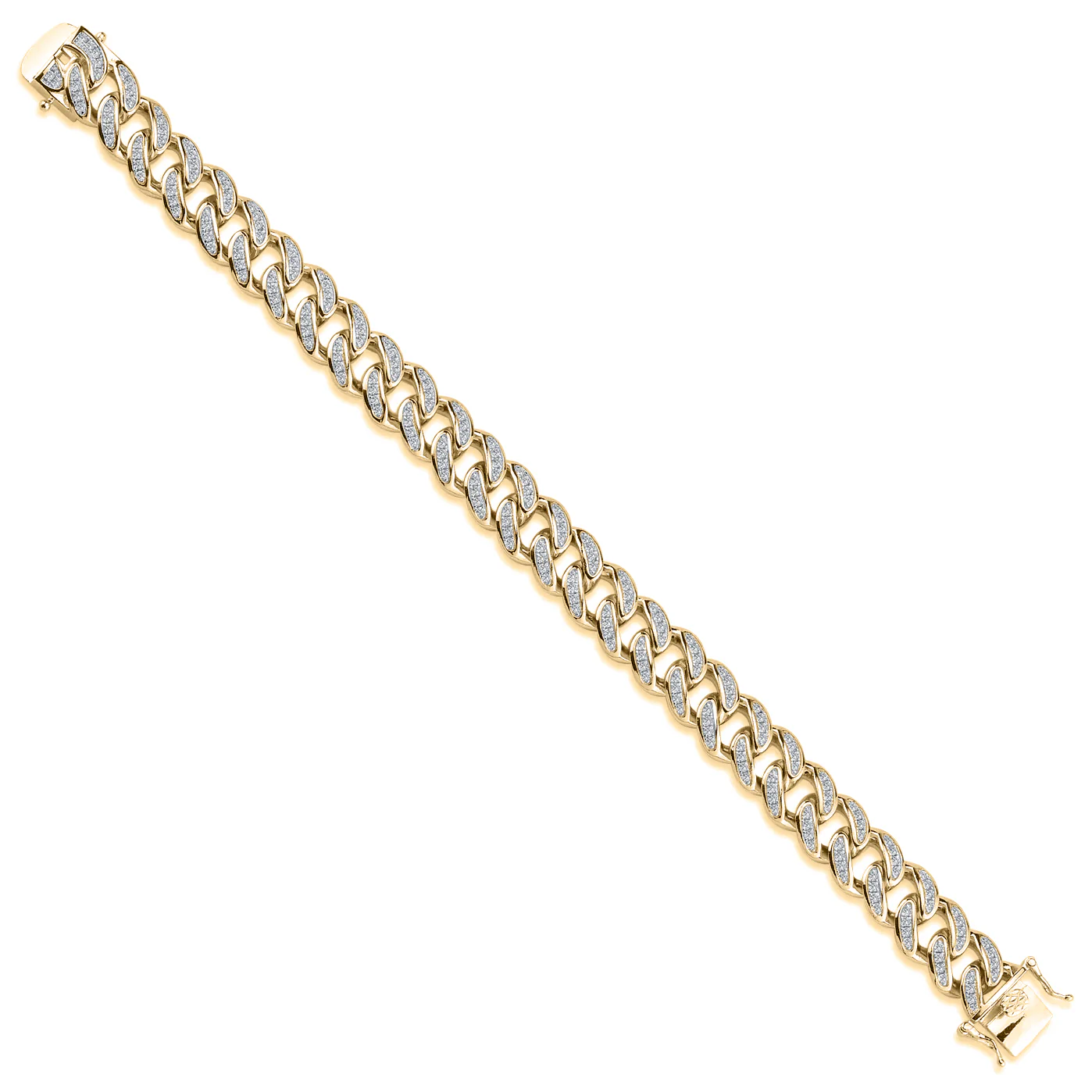 9ct Yellow Gold Cubic Zirconia Set Cuban Bracelet