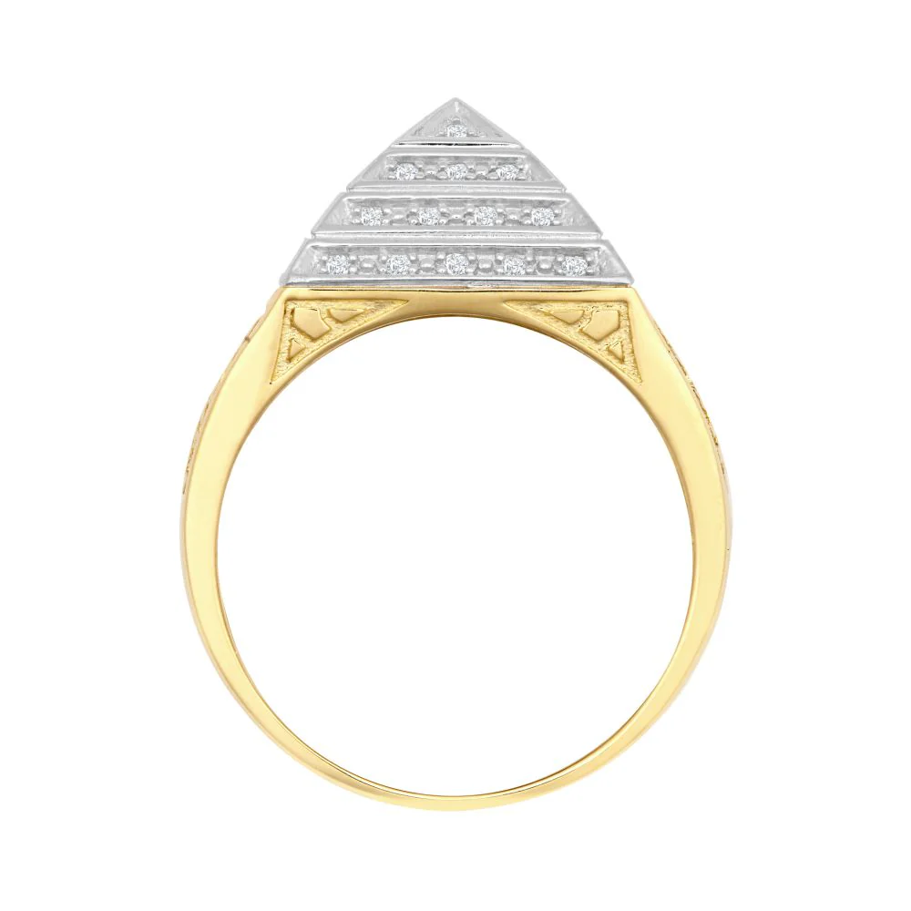 9ct Yellow Gold Cubic Zirconia Set Pyramid Ring - Image 2