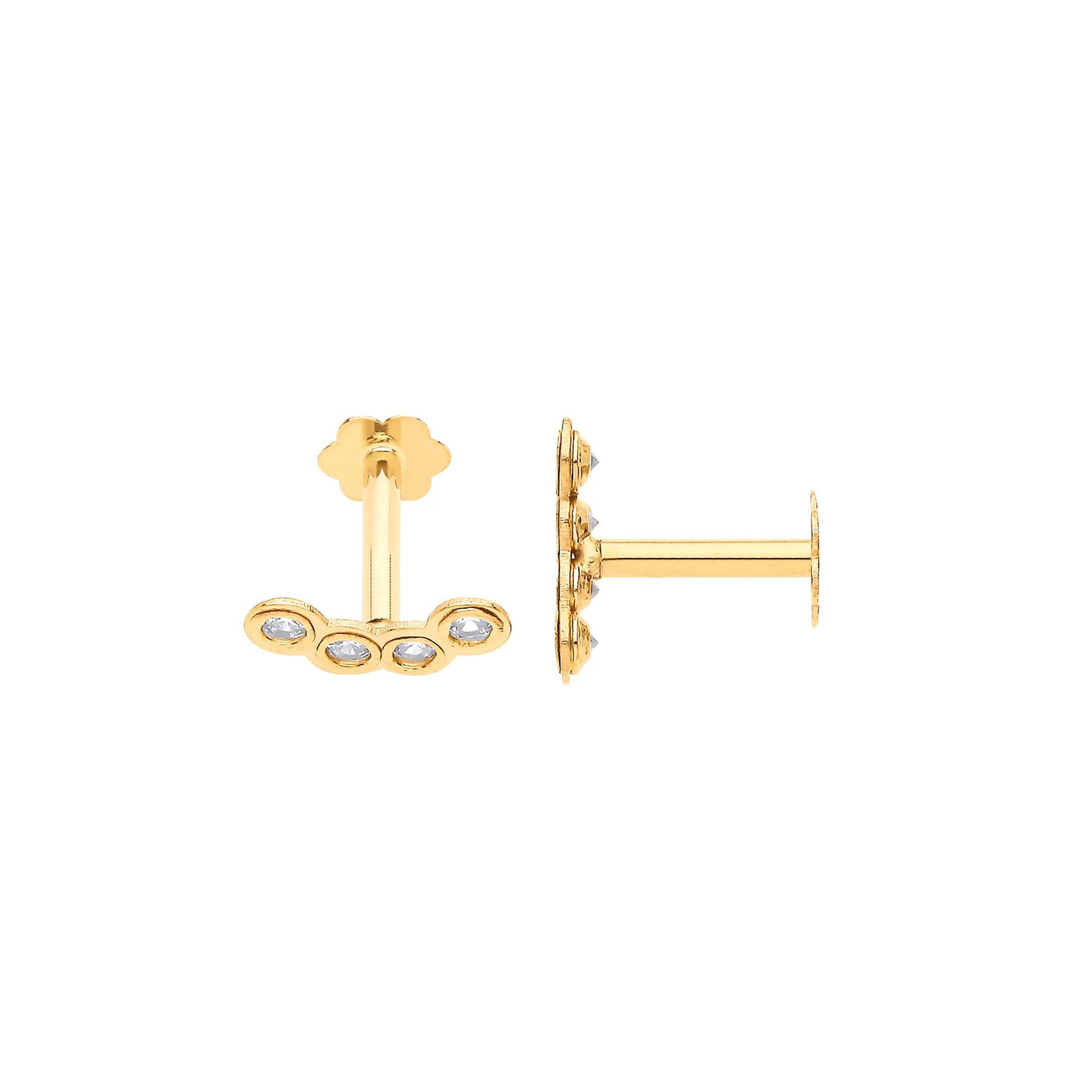 9ct Yellow Gold Cubic Zirconias Ear Cartilage Stud - 9ct Gold - Image 2