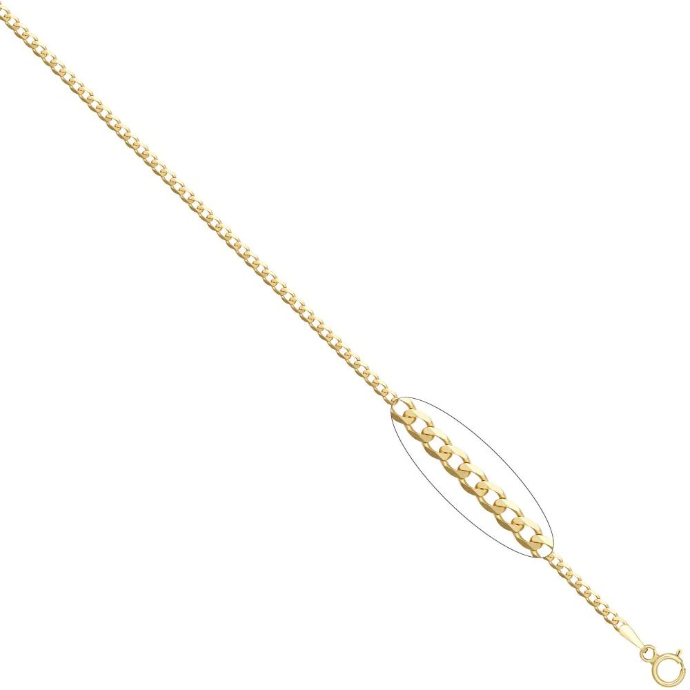 9ct Yellow Gold Flat Curb 1.9mm Gauge Pendant Chain