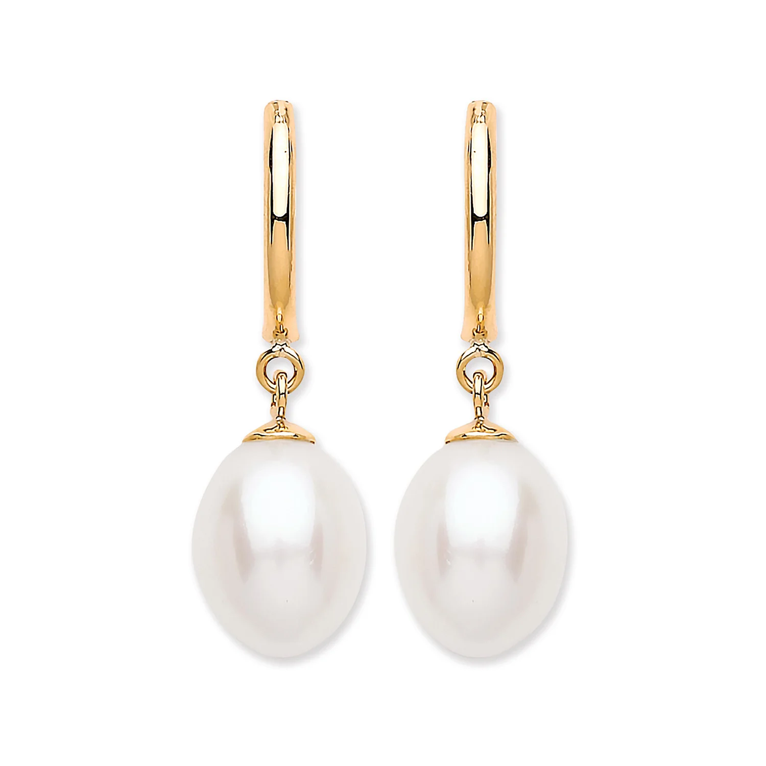 9ct Yellow Gold Freshwater Pearl Drop Studs - 9ct Gold - Image 2