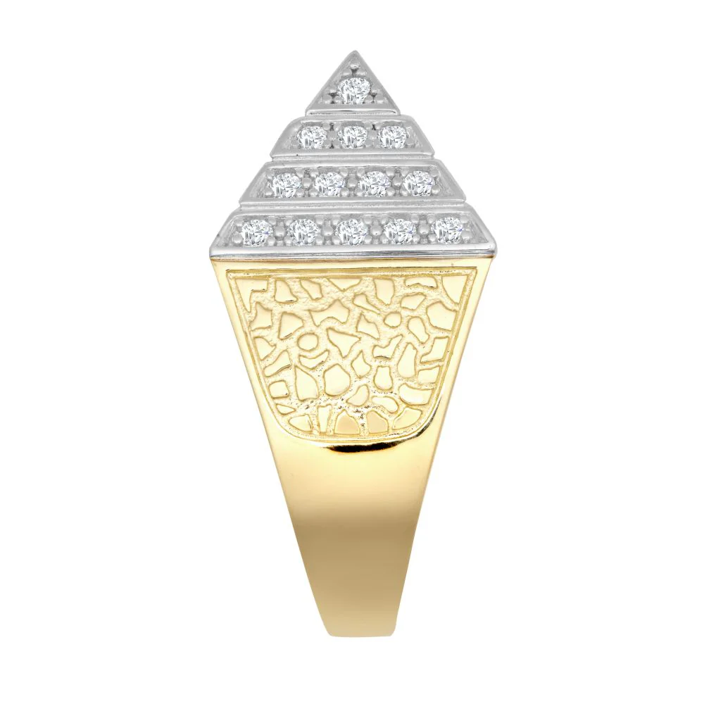 9ct Yellow Gold Half Ounce Cubic Zirconia Set Pyramid Ring - Image 3