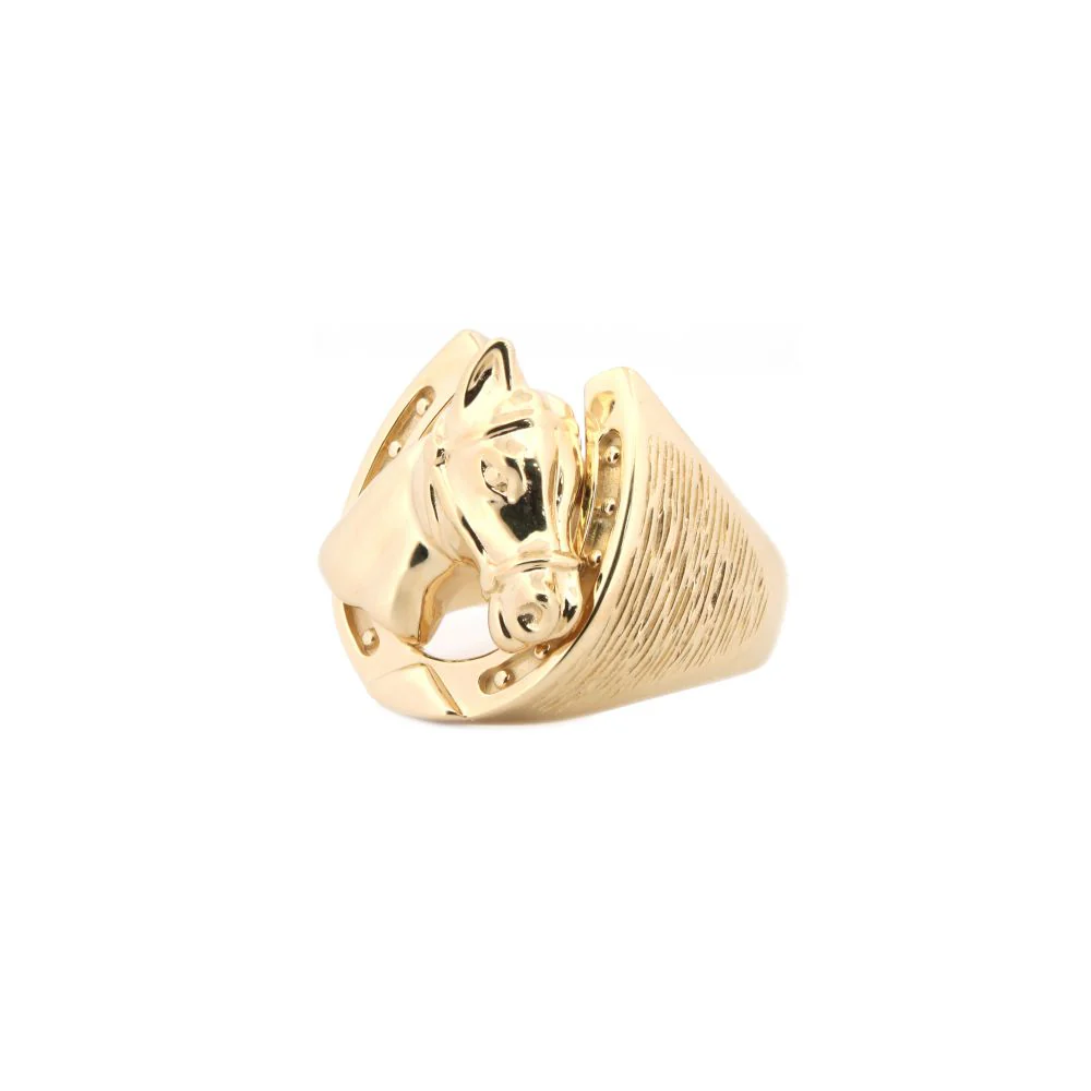 9ct Yellow Gold Horse Shoe Ring - Image 2