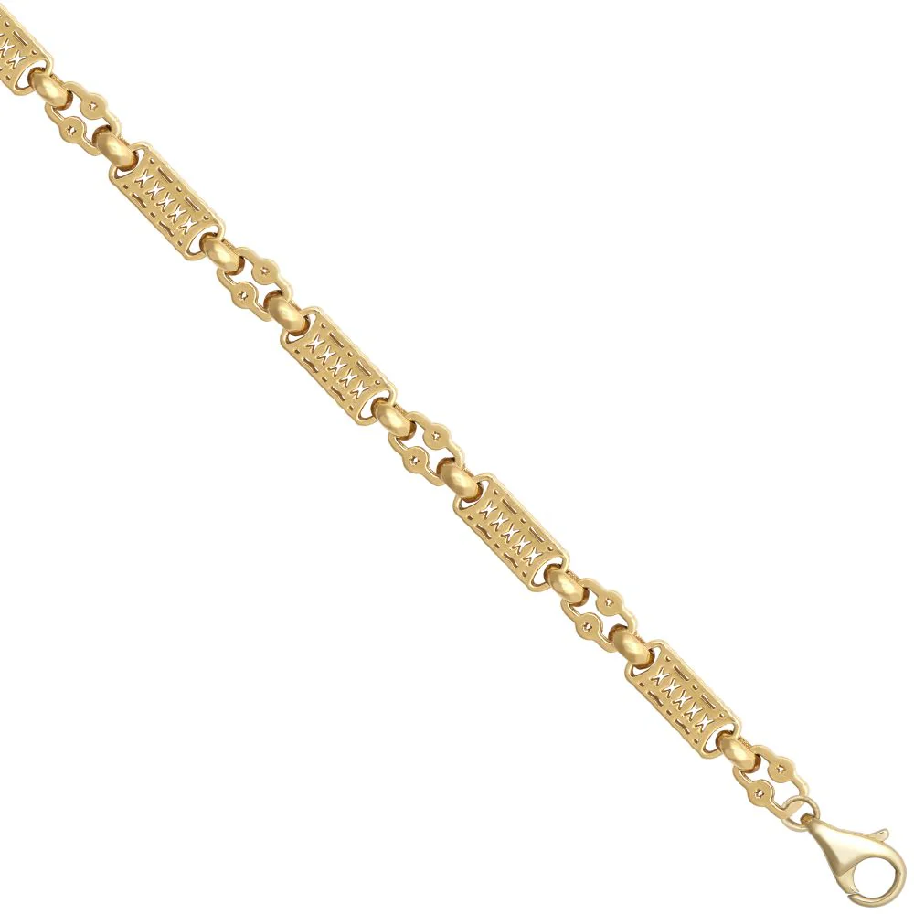 9ct Yellow Gold Micro Stars and Bars Bracelet
