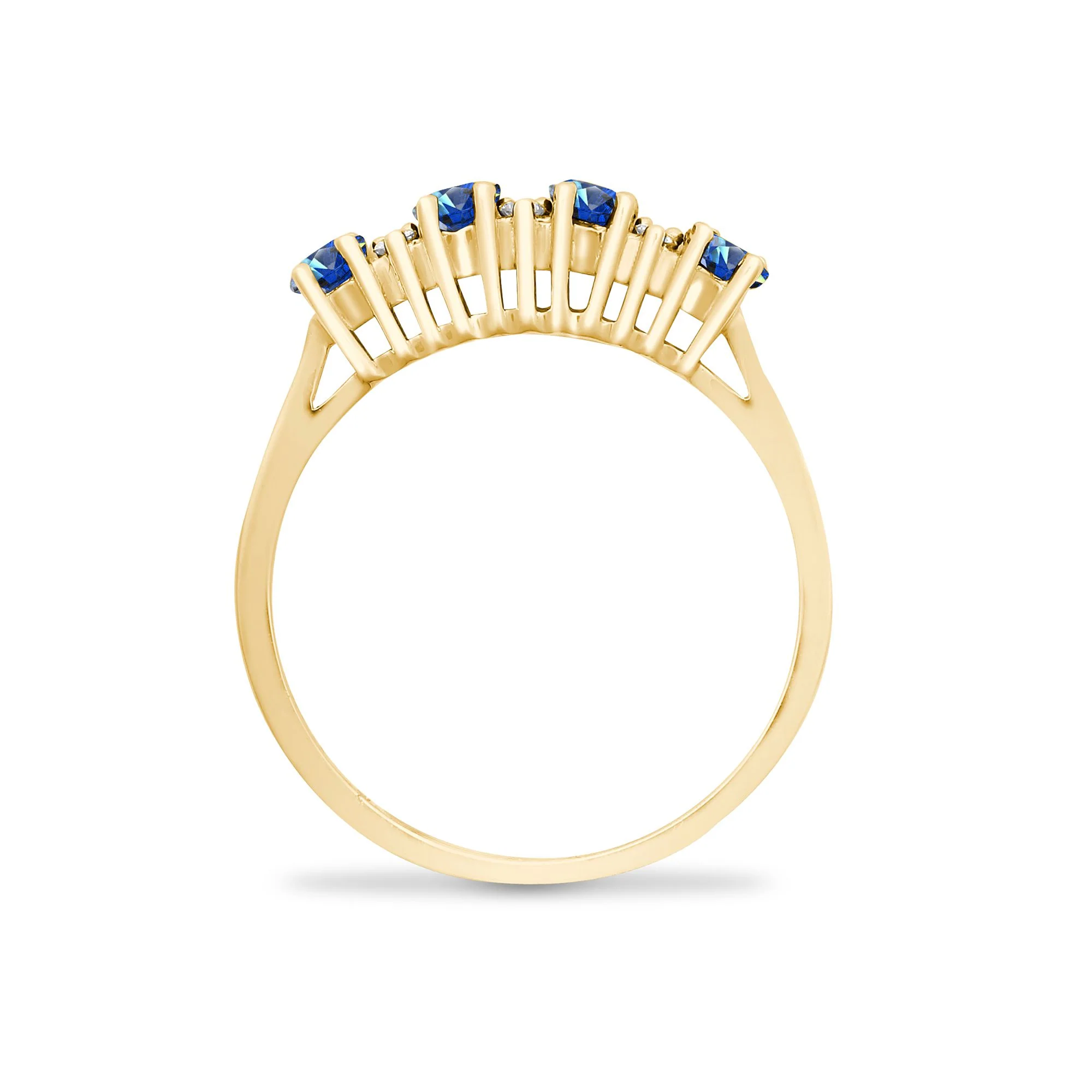 9ct Yellow Gold Natural Diamond 12pts & Sapphire 1.05ct Ring - Image 2