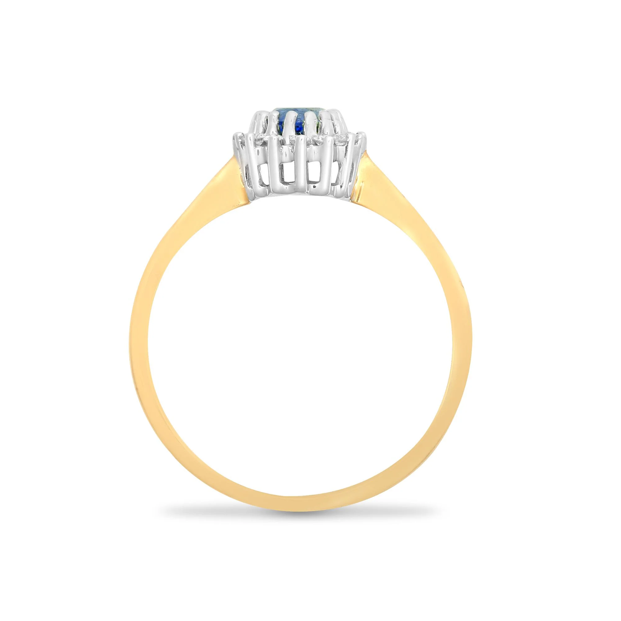 9ct Yellow Gold Natural Diamond 12pts & Sapphire 56pts Ring - Image 2