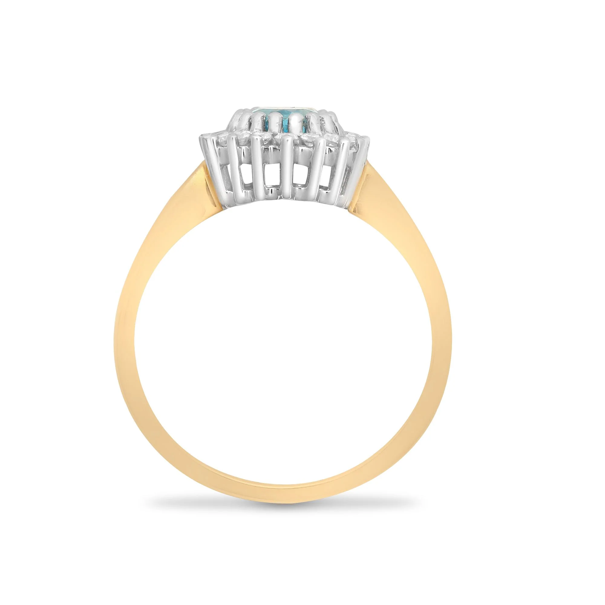 9ct Yellow Gold Natural Diamond 23pts & Blue Topaz 90pts Ring - Image 2