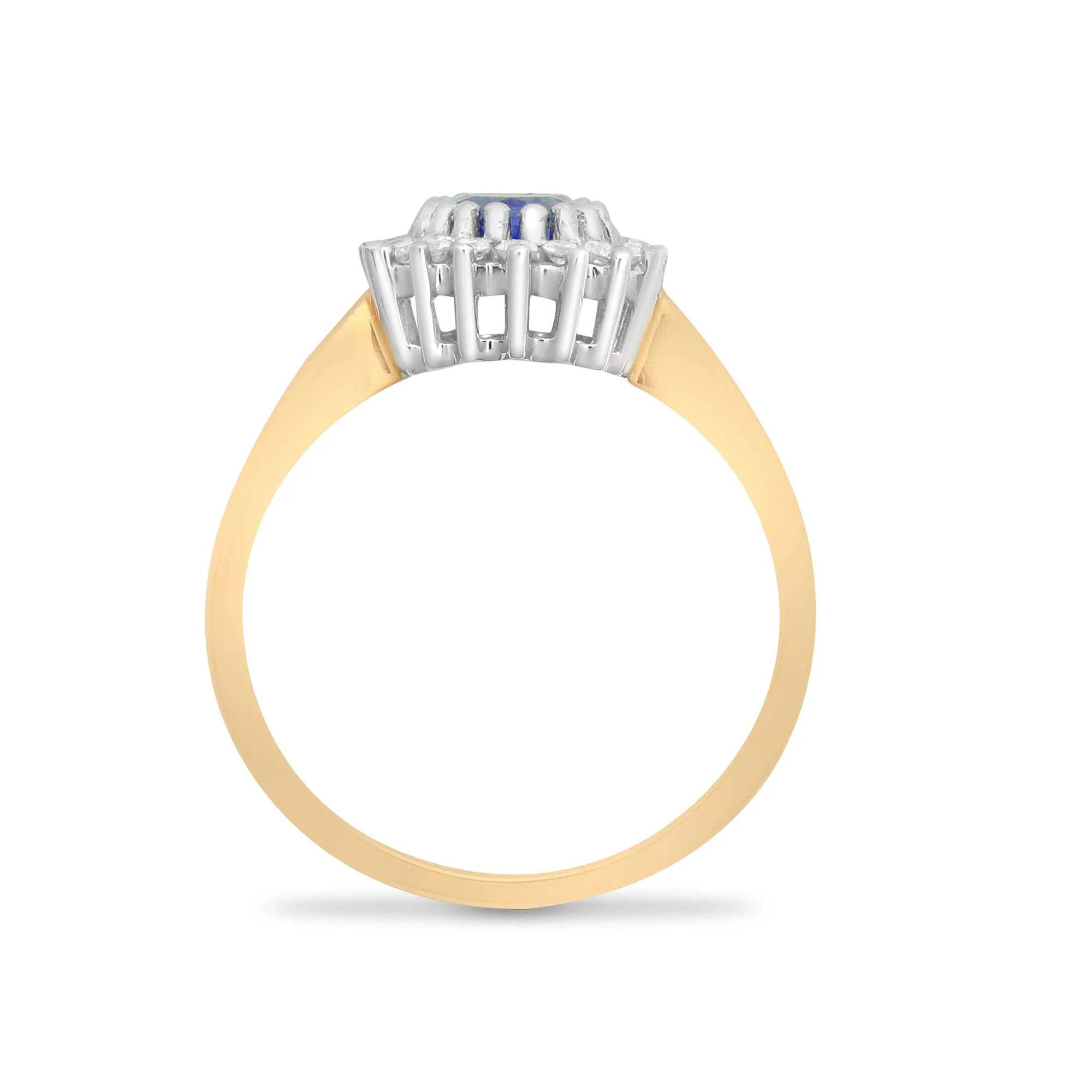 9ct Yellow Gold Natural Diamond 23pts & Sapphire 1.10ct Ring - Image 2