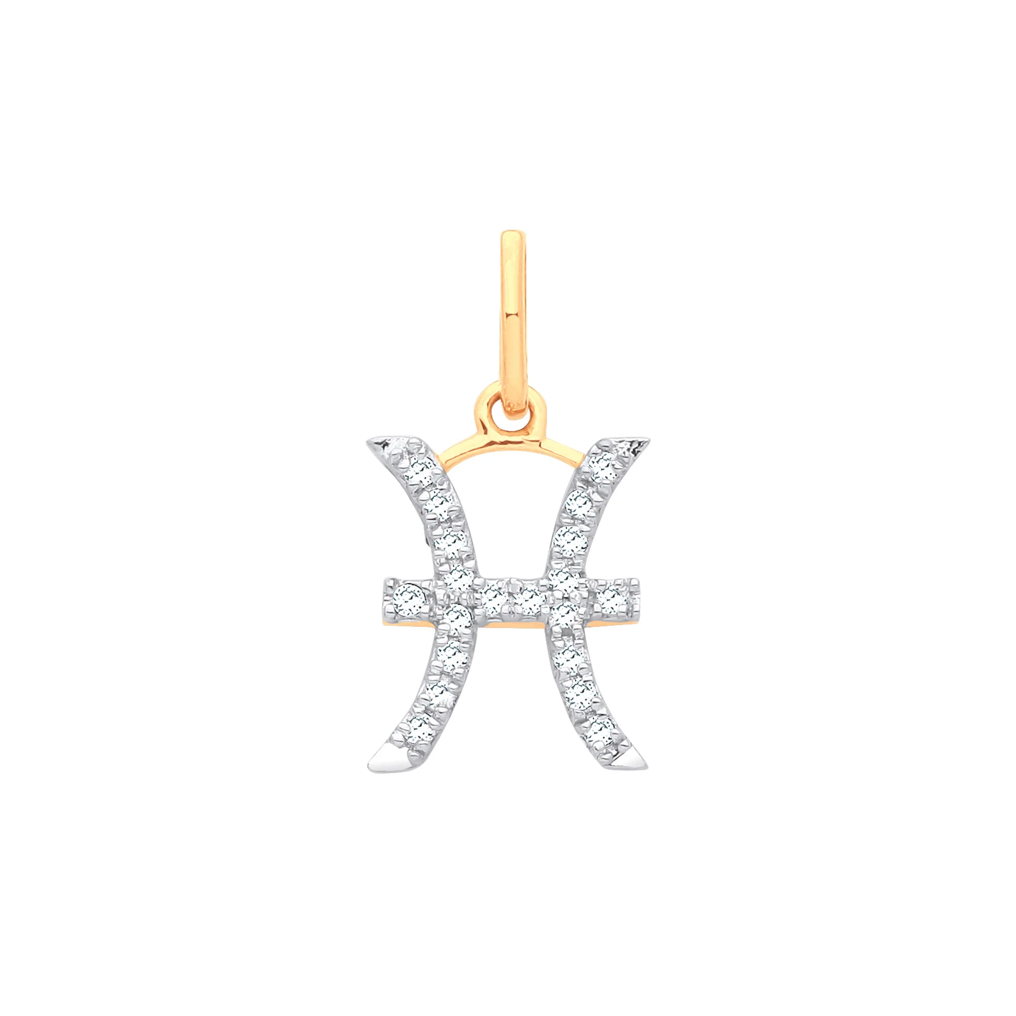9ct Yellow Gold Pisces Zodiac 0.10ct pendant - 9ct Gold