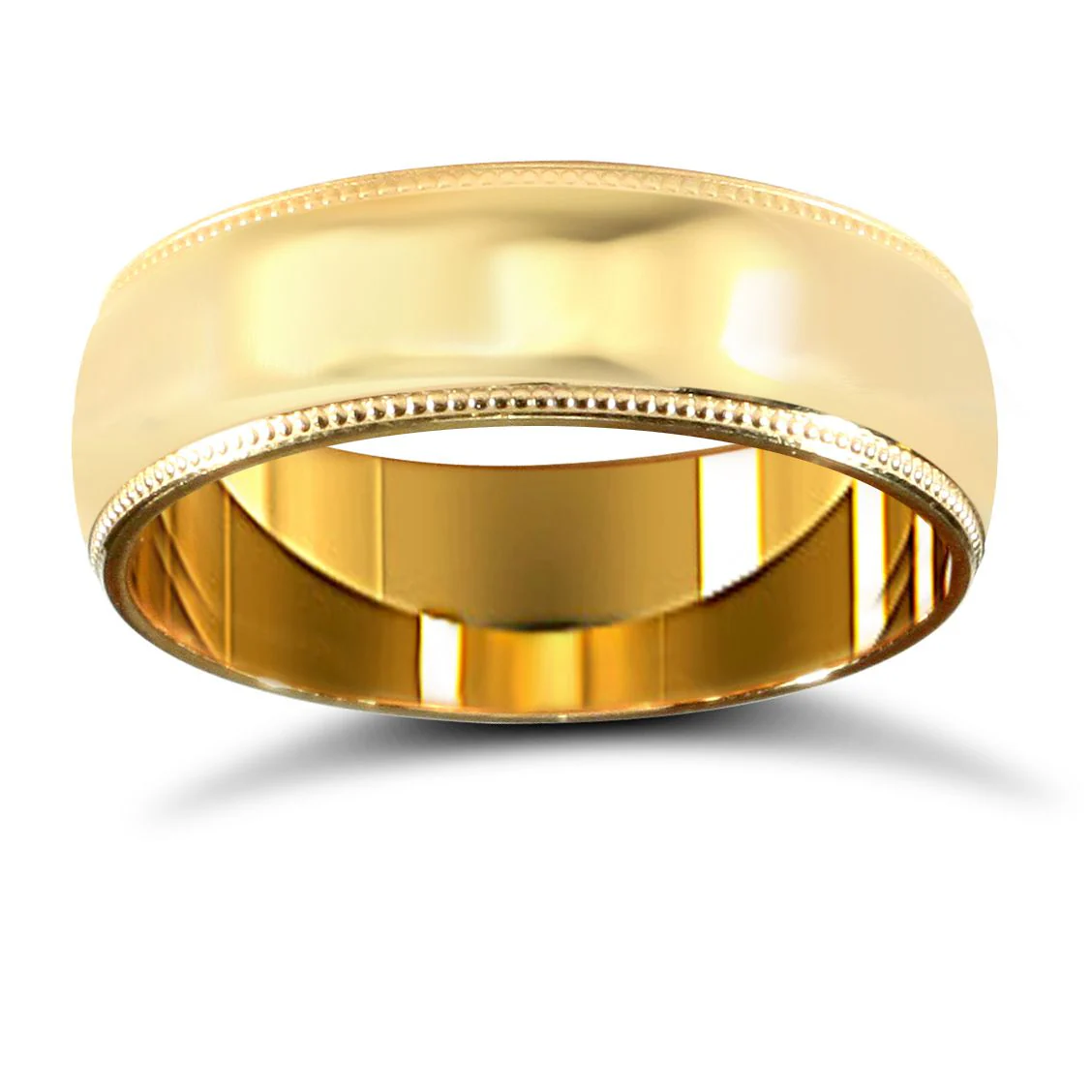 9ct Yellow Gold Premium Weight Court Profile Mill Grain Wedding Ring