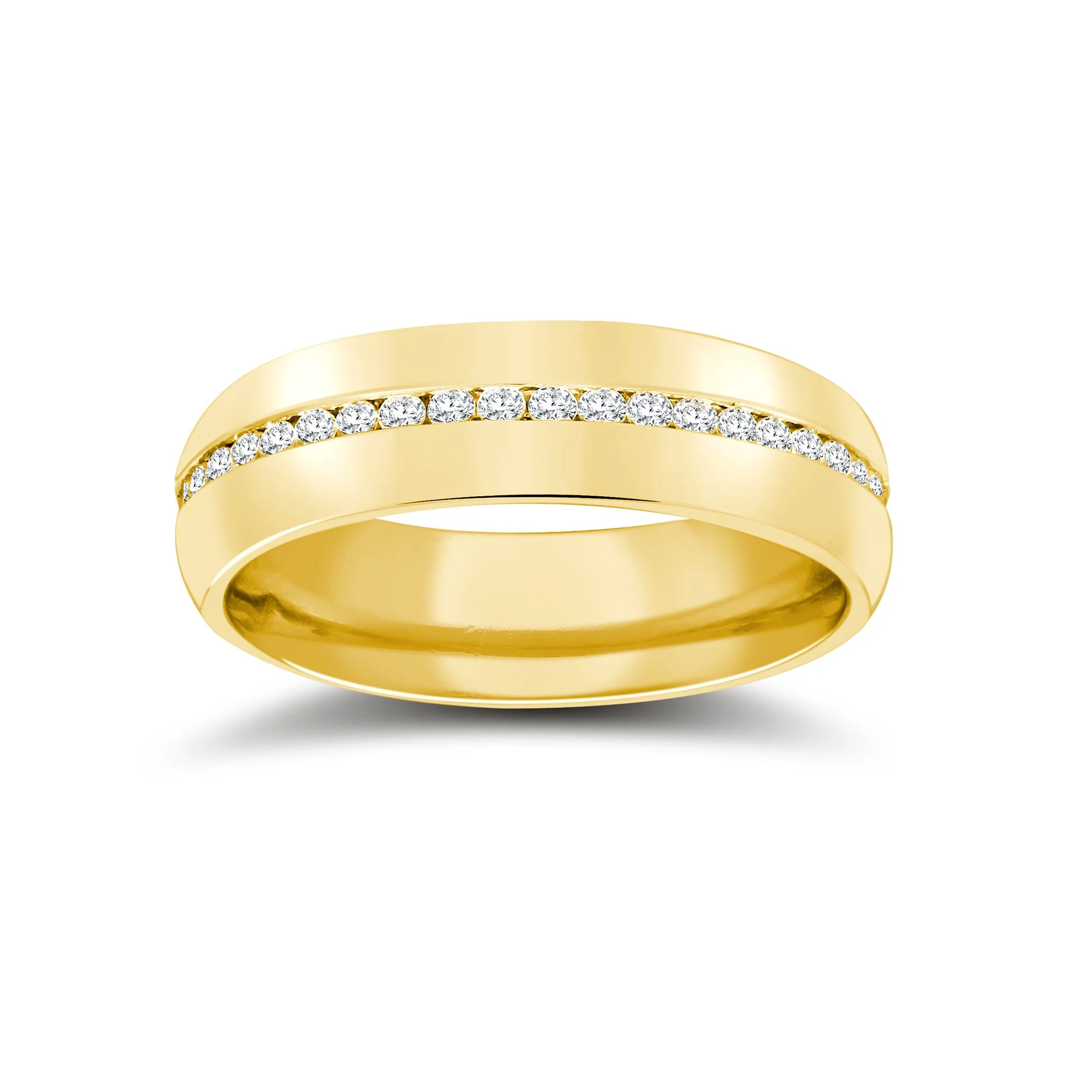 9ct Yellow Gold RBC Court Natural Diamond Wedding Band Fully Set - 4mm - 50pts