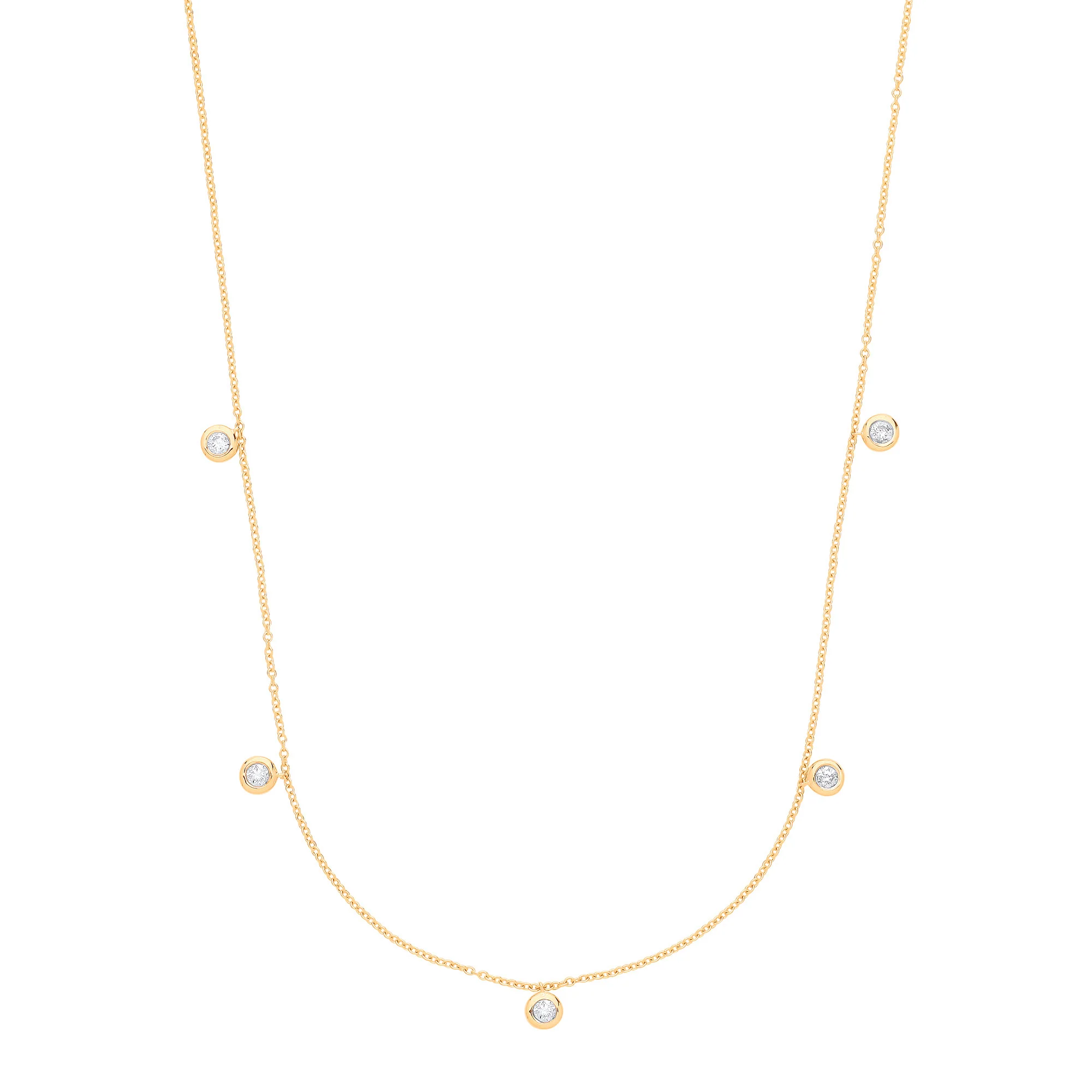 9ct Yellow Gold Rub-Over 0.25ctw Diamond (18in/45cm) Chain - 9ct Gold